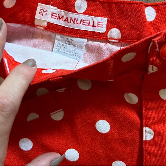 Vintage Emanuelle high waisted cropped red polka dot pants. - Picture 5 of 7